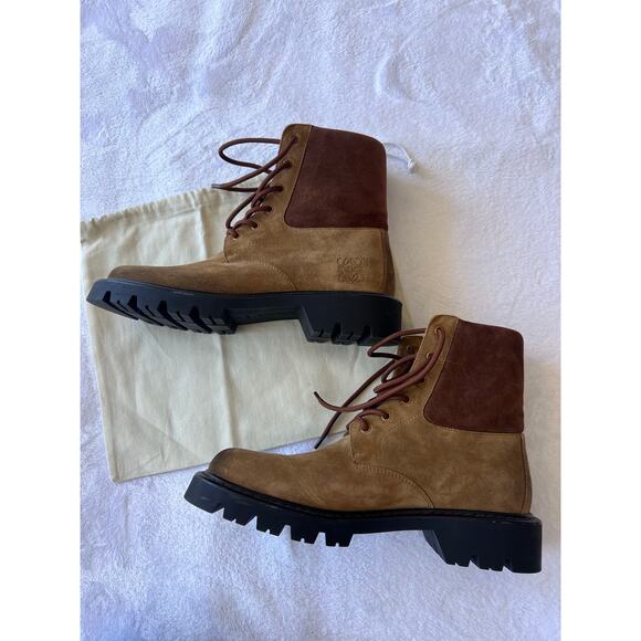 Loewe Sierra Combat Boots Tobacco Brown Suede Lug Sole Mens Sz EU 44 main image 8